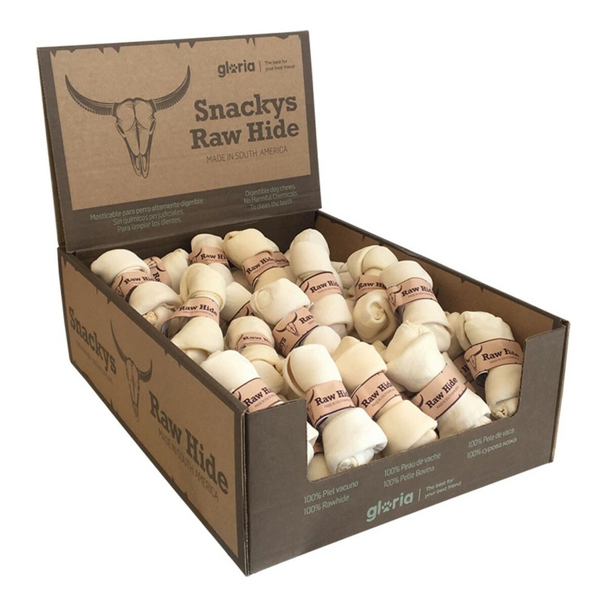 Snack per Cani Gloria Rawhide Carne di vitello Nodo Masticabile